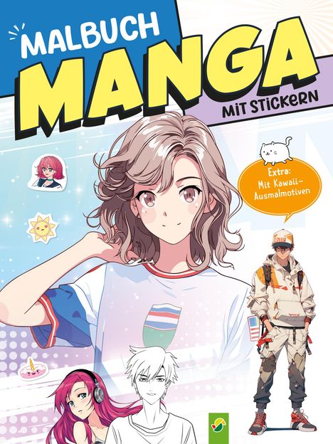 Schwager &amp; Steinlein Verlag: Extra dickes Manga-Malbuch mit Stickern zum Kreativsein und Entspannen für alle Manga-Fans!, Buch