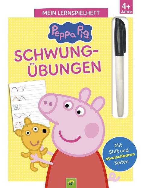 "Mein Lernspielheft: Peppa Pig Schwungübungen, 4+ Jahre. Mit Stift und abwischbaren Seiten. Peppa mit Teddy."