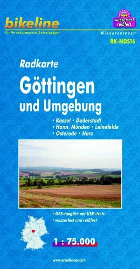 Bikeline Radkarte Deutschland Göttingen und Umgebung 1 : 75 000, Karten