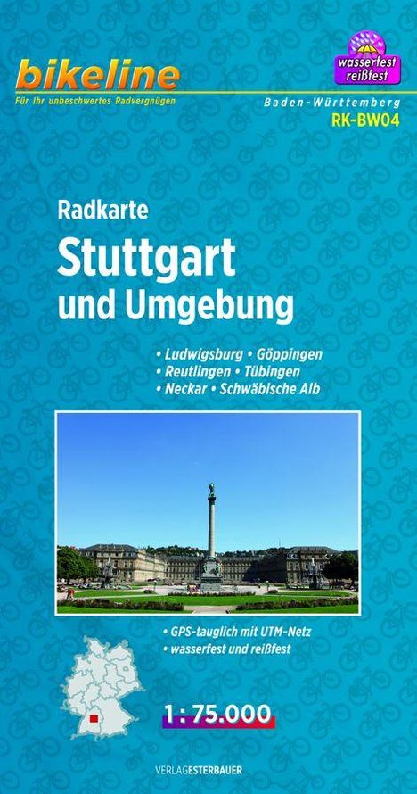 Bikeline Radkarte Deutschland Stuttgart und Umgebung 1 : 75 000, Karten