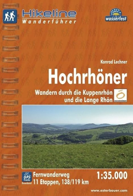 Konrad Lechner: Hikeline Fernwanderweg Hochrhöner, Buch