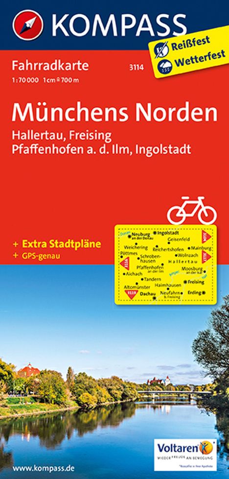 KOMPASS Fahrradkarte 3114 Münchens Norden, Hallertau, Freisi, Karten