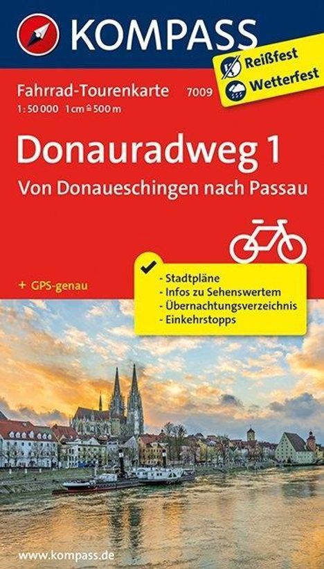 Donauradweg 1, Von Donaueschingen nach Passau, Karten
