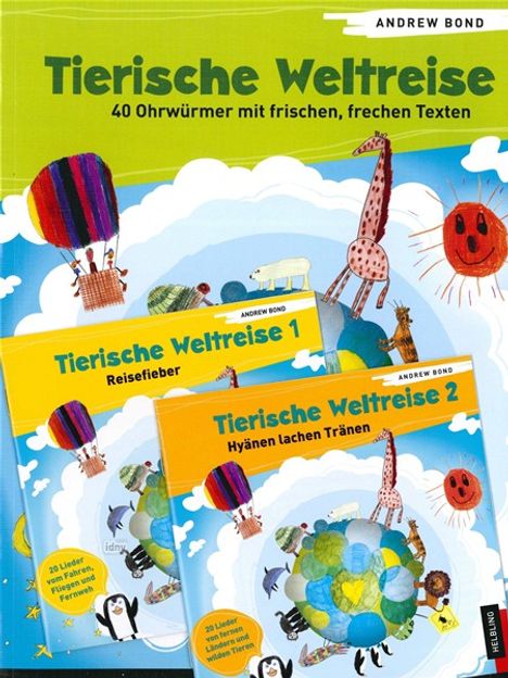 Andrew Bond: Tierische Weltreise, Paket (Buch und 2 Lieder-CDs), 2 Bücher