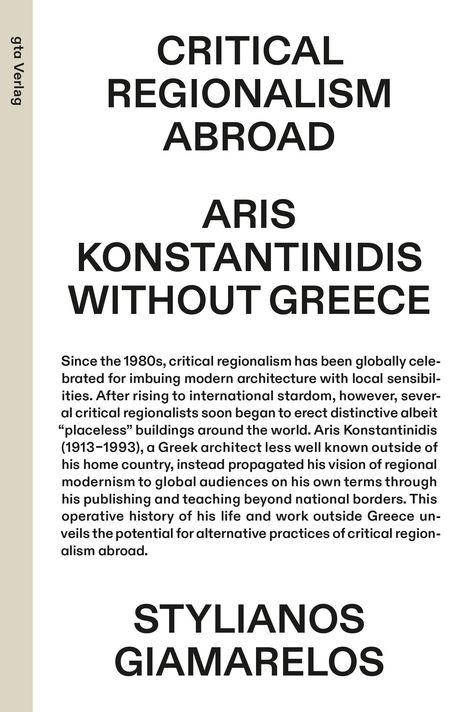 Stylianos Giamarelos: Critical Regionalism Abroad, Buch