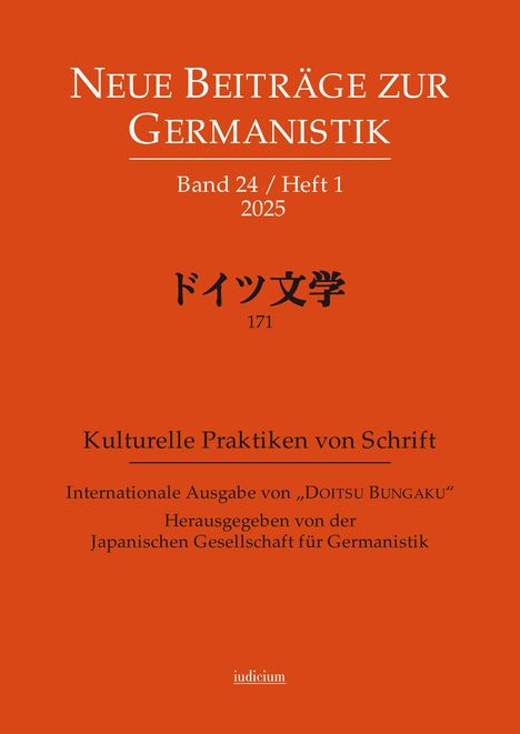 Titel in weiß: "Neue Beiträge zur Germanistik", orangefarbener Hintergrund. Darunter: "Kulturelle Praktiken von Schrift".