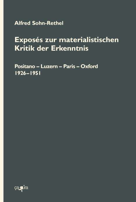 Alfred Sohn-Rethel: Frühe Exposés zur materialistischen Kritik der Erkenntnis, Buch