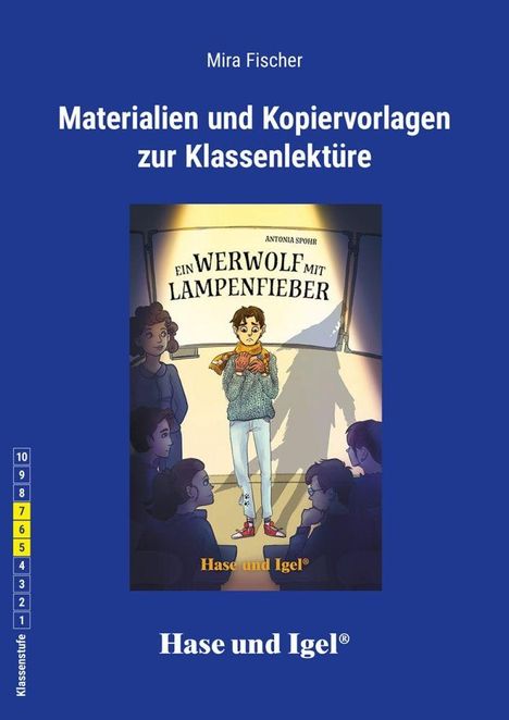 Buchtitel: "Materialien und Kopiervorlagen zur Klassenlektüre". Illustration: Junge mit Lampe vor Publikum im Theater.