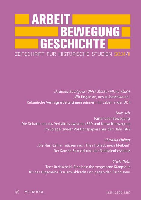 Arbeit - Bewegung - Geschichte, Buch