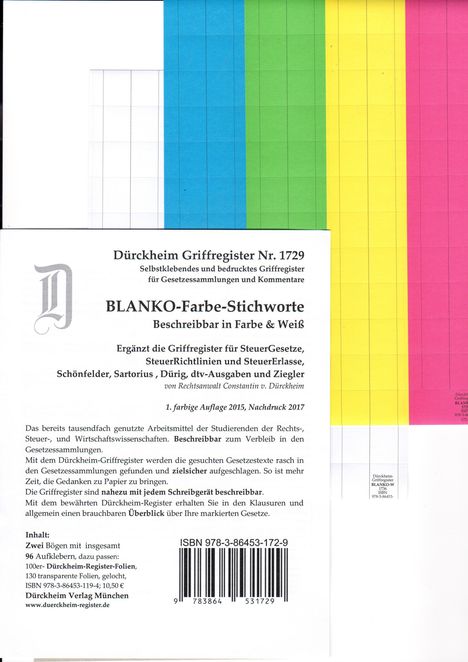 Constantin von Dürckheim: DürckheimRegister® BLANKO: FARBE-GROSS Beschreibbar, Buch
