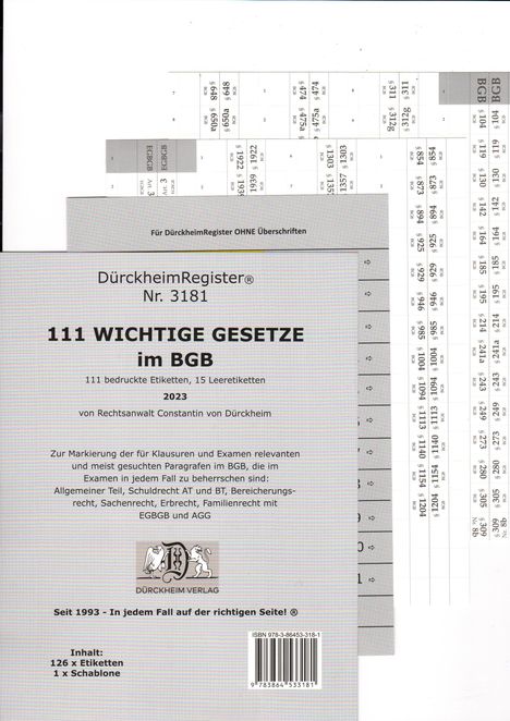 Constantin Dürckheim: DürckheimRegister® -FamFG+ZPO - WICHTIGE §§ MIT STICHWORTEN, Diverse