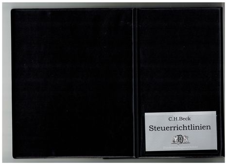 "C.H.Beck Steuerrichtlinien" steht auf einem Etikett in einem Ordner. Darunter ein Logo mit zwei Löwen.