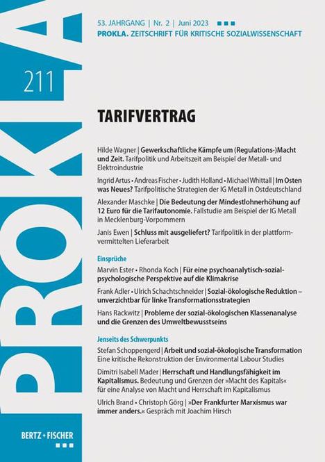 Prokla 211: Tarifvertrag, Buch