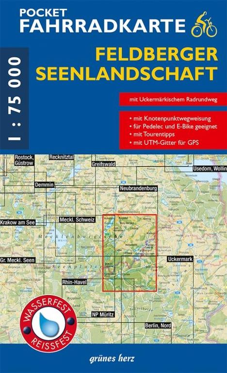 Feldberger Seenlandschaft Pocket Fahrradkarte 1 : 75 000, Karten