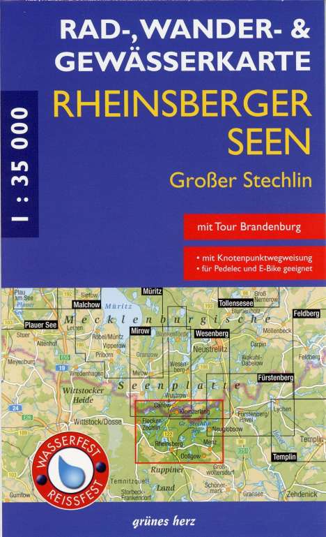 Rheinsberger Seen, Großer Stechlin 1 : 35 000 Rad -, Wander- und Gewässerkarte, Karten
