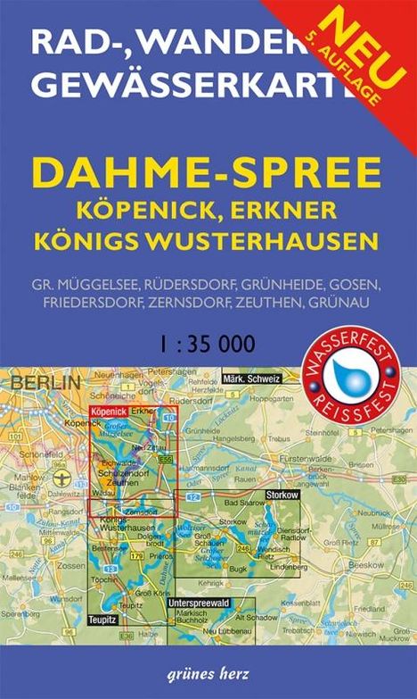 Rad-, Wander- und Gewässerkarte Dahme-Spree: Köpenick, Erkner, Königs Wusterhausen 1:35.000, Karten