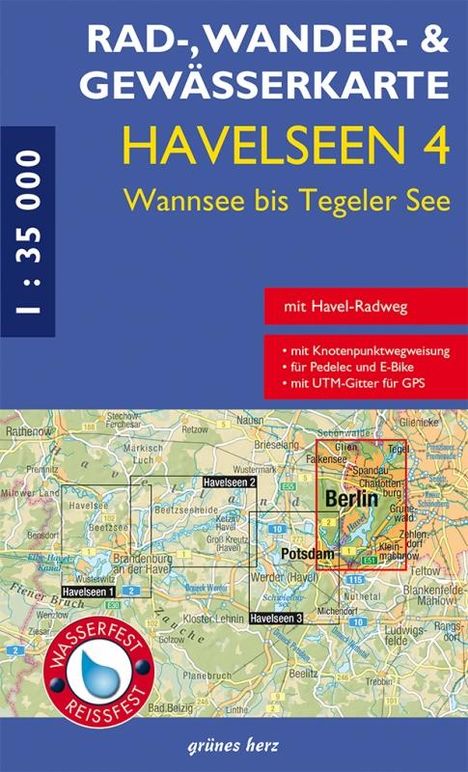 Rad-, Wander- und Gewässerkarte Havelseen 4: Wannsee bis Tegeler See, Karten
