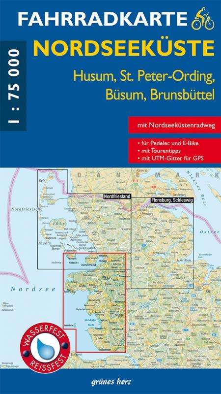 Fahrradkarte Nordseeküste - Husum, St. Peter-Ording, Büsum, Brunsbüttel 1 : 75 000, Karten