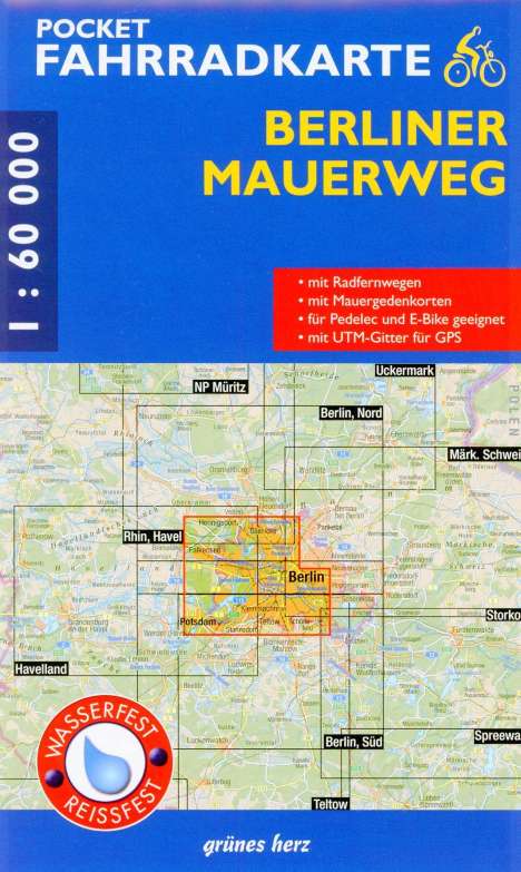 Pocket-Fahrradkarte Berliner Mauerweg 1:60 000, Karten