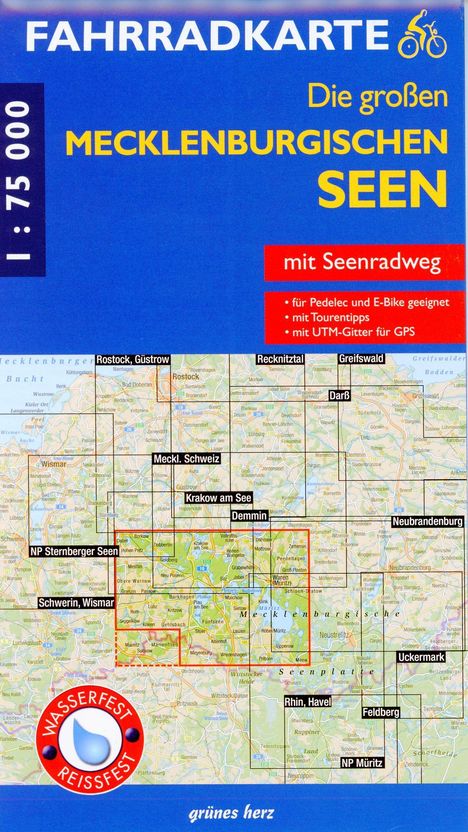 Fahrradkarte Die großen Mecklenburgischen Seen 1:75 000, Karten