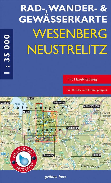 Rad-, Wander- und Gewässerkarte Wesenberg, Neustrelitz - Havel von Ratzeburg bis zum Röblinsee, Karten