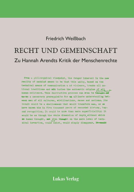 Friedrich Weißbach: Recht und Gemeinschaft, Buch