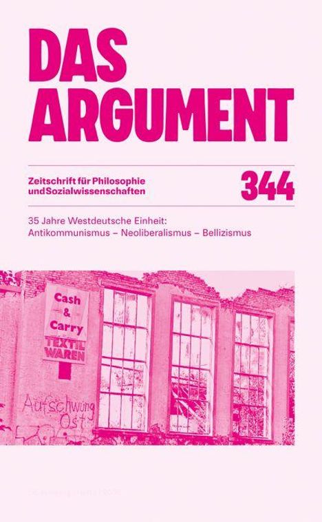 „DAS ARGUMENT“ in großen Buchstaben oben, darunter „Zeitschrift für Philosophie und Sozialwissenschaften“ und die Nummer „344“.