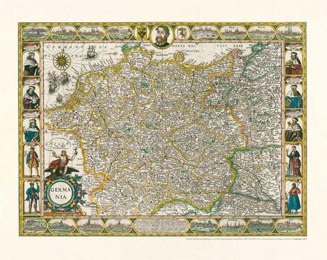 Jodocus Hondius: Hondius, J: Hist. Karte/Deutschland 1607, Karten