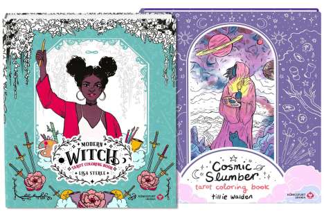Lisa Sterle: Modern Witch Tarot Coloring Book / Cosmic Slumber Tarot Coloring Books-Bundle. 2 Bände, Buch