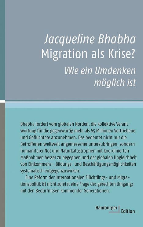 Jacqueline Bhabha: Migration als Krise?, Buch