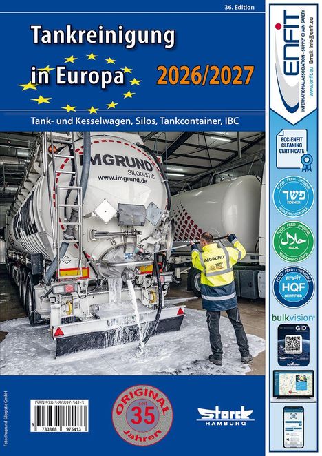 36. Edition. Tankreinigung in Europa 2026/2027. Tank- und Kesselwagen, Silos, Tankcontainer, IBC. Logos und Zertifikate.
