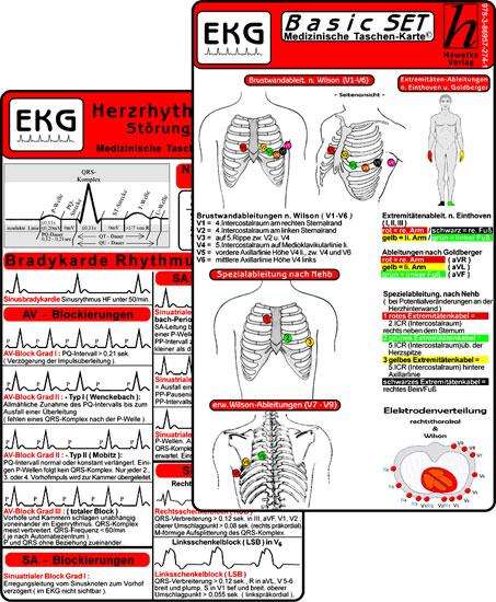 EKG Basic Set (er Set) - Herzrhythmusstörungen, EKG Auswertung - Medizinische Taschen-Karte, Buch