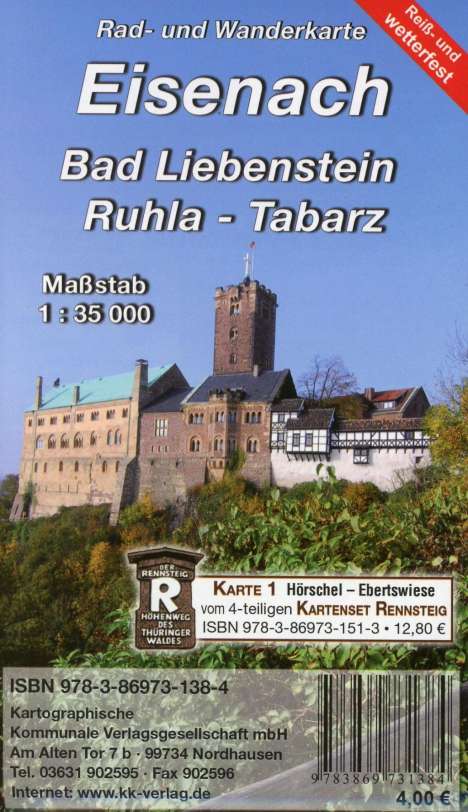 Eisenach - Bad Liebenstein - Ruhla - Tabarz 1:35 000 Rad- und Wanderkarte, Diverse