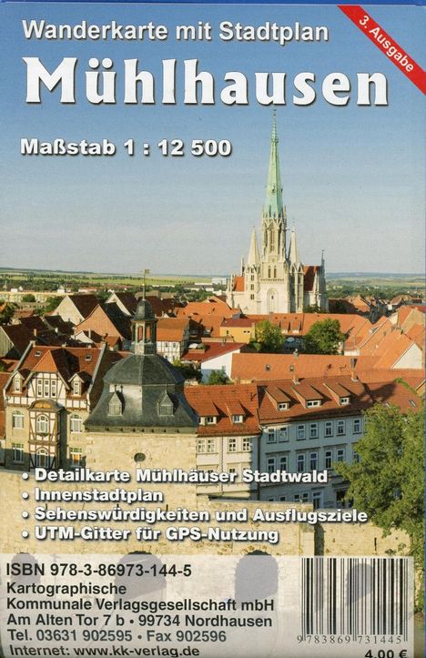 Mühlhausen 1: 12 500 Wanderkarte mit Stadtplan, Diverse
