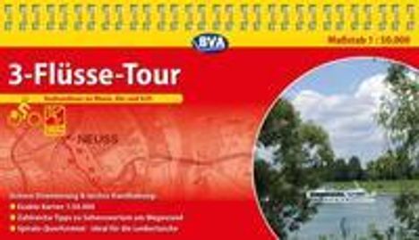 3-Flüsse-Tour Radrundtour an Rhein, Ahr und Erft 1 : 50 000 Radwanderkarte, Karten