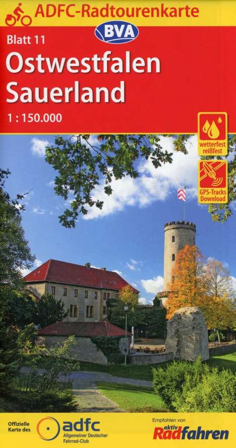 ADFC-Radtourenkarte 11 Ostwestfalen Sauerland 1:150.000, reiß- und wetterfest, GPS-Tracks Download, Diverse