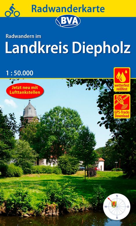 Radwanderkarte BVA Radwandern im Landkreis Diepholz 1:50.000, reiß- und wetterfest, GPS-Tracks Download, Karten