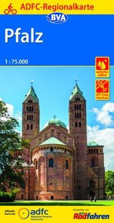 ADFC-Regionalkarte Pfalz mit Tagestouren-Vorschlägen, 1:75.0, Karten