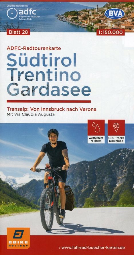 ADFC-Radtourenkarte 28 Südtirol, Trentino, Gardasee 1:150.000, reiß- und wetterfest, GPS-Tracks Download, Diverse