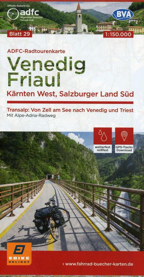 ADFC-Radtourenkarte 29 Venedig, Friaul - Kärnten West, Salzburger Land Süd, 150.000, Diverse