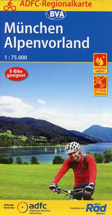 ADFC-Regionalkarte München Alpenvorland mit Tagestouren-Vorschlägen, 1:75.000, reiß- und wetterfest, GPS-Tracks Download, Karten