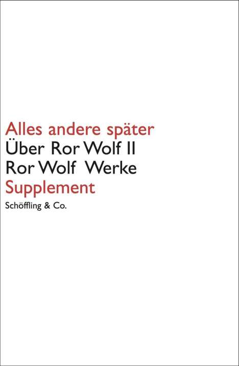 Ror Wolf: Wolf, R: Alles andere später, Buch