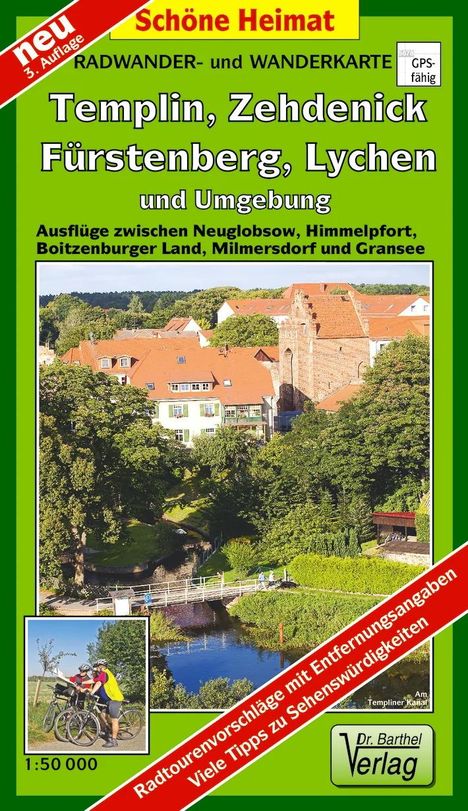 Radwander- und Wanderkarte Fürstenberg, Lychen, Templin, Zehdenick und Umgebung1 : 50 000, Karten