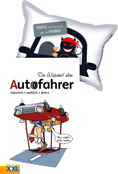 Die Wahrheit über Autofahrer (Buch) mit Scheibenschwamm, Buch