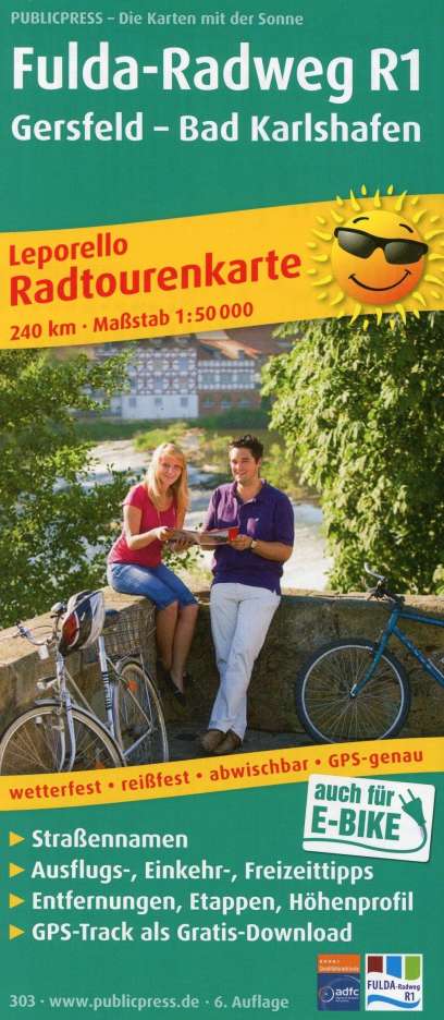 Radwanderkarte Fulda-Radweg, Gersfeld - Bad Karlshafen 1 : 50 000, Karten