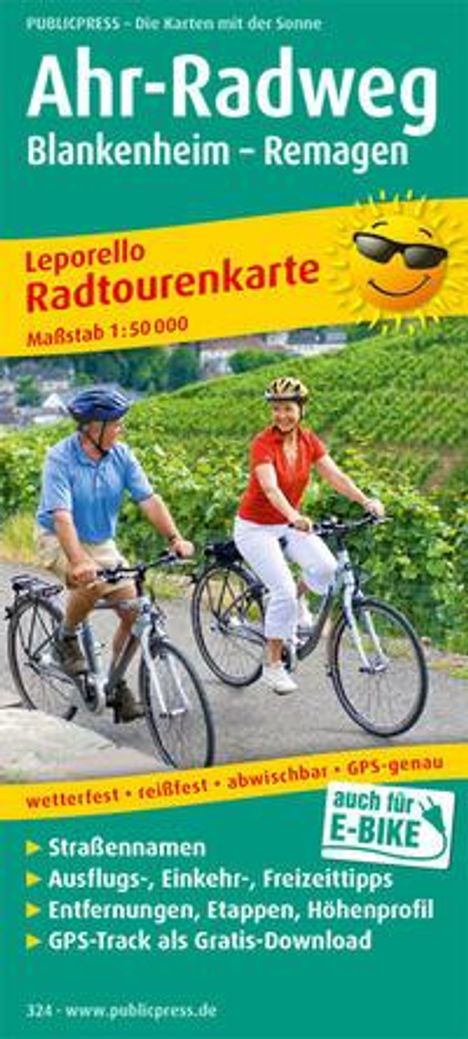 Ahr-Radweg, Blankenheim - Remagen 1 : 50 000, Karten