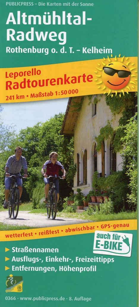 Radwanderkarte Altmühltal-Radweg, Rothenburg o. d. T. - Kelheim 1 : 50 000, Karten