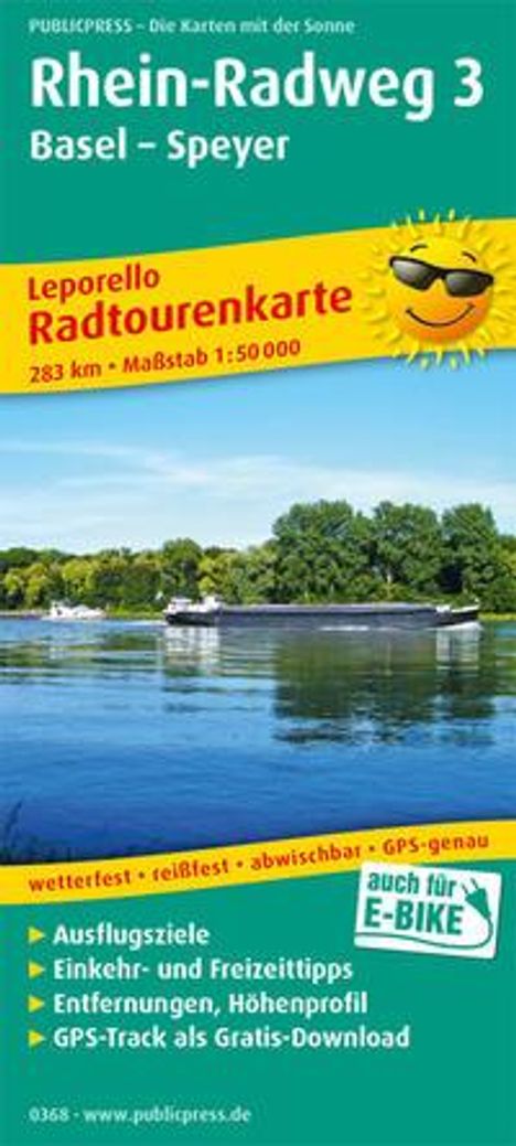 Radwanderkarte Rhein-Radweg 3, Basel - Speyer 1 : 50 000, Karten