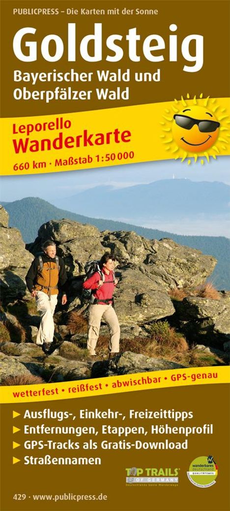 Wanderkarte Goldsteig, Bayerischer Wald und Oberpfälzer Wald 1 : 50 000, Karten