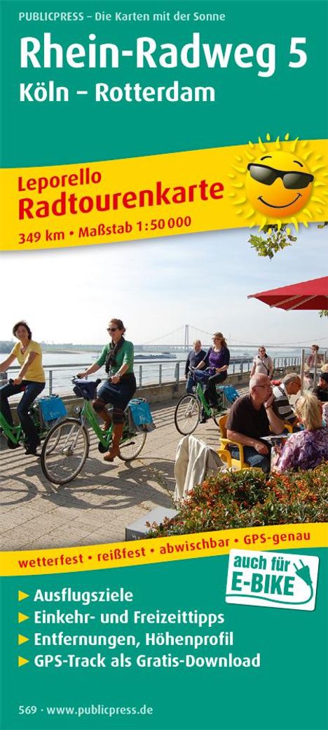 Rhein-Radweg 5 Köln - Rotterdam Radwanderkarte 1 : 50 000, Karten